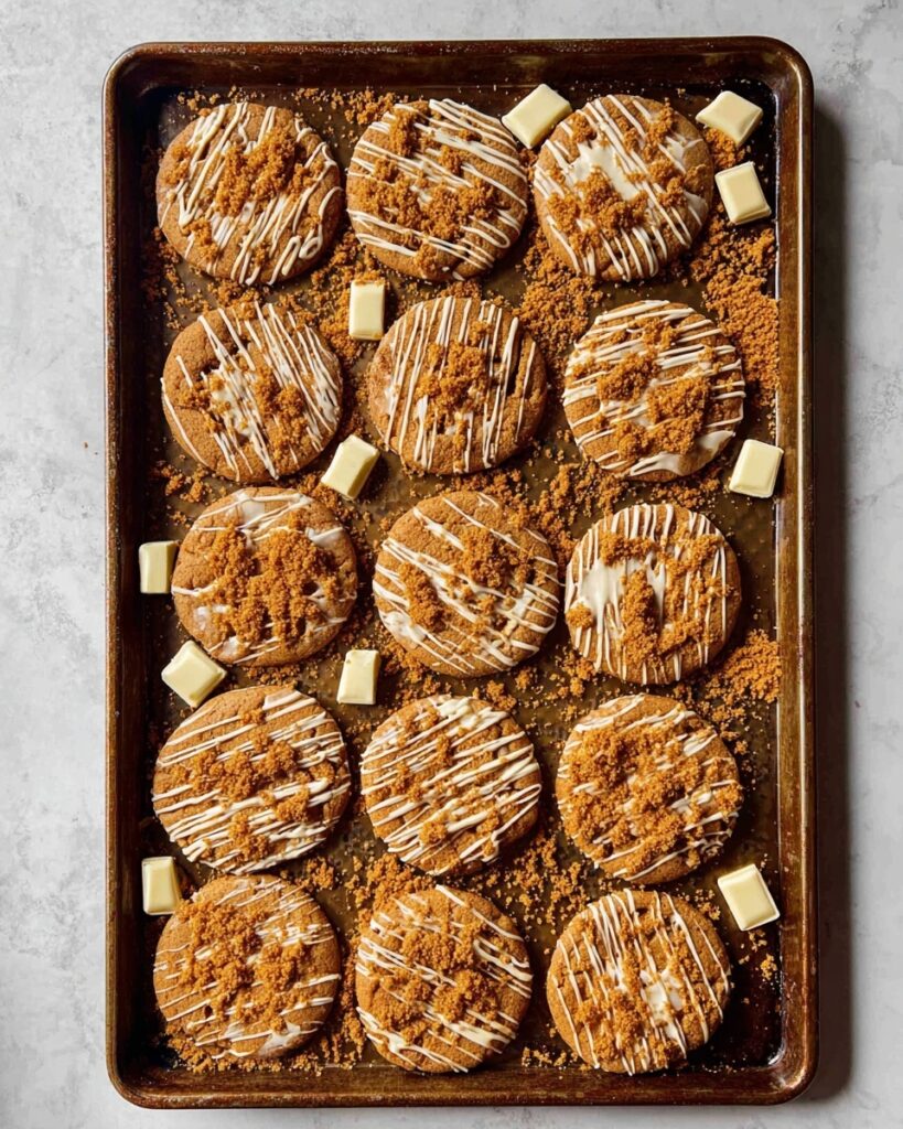 Biscoff Cookies with White Chocolate Drizzle and Crushed Biscoff Recipe