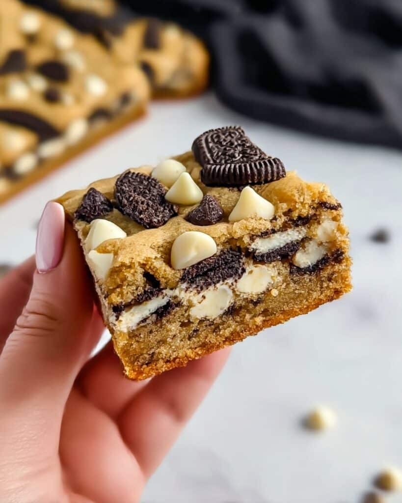 Chewy Oreo Blondies with White Chocolate Recipe