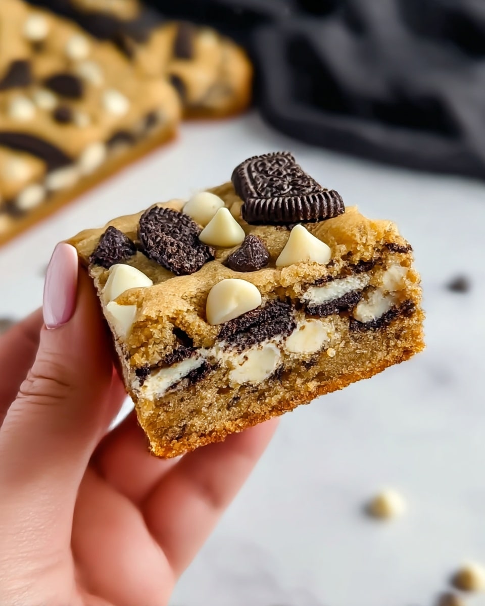 Chewy Oreo Blondies with White Chocolate Recipe