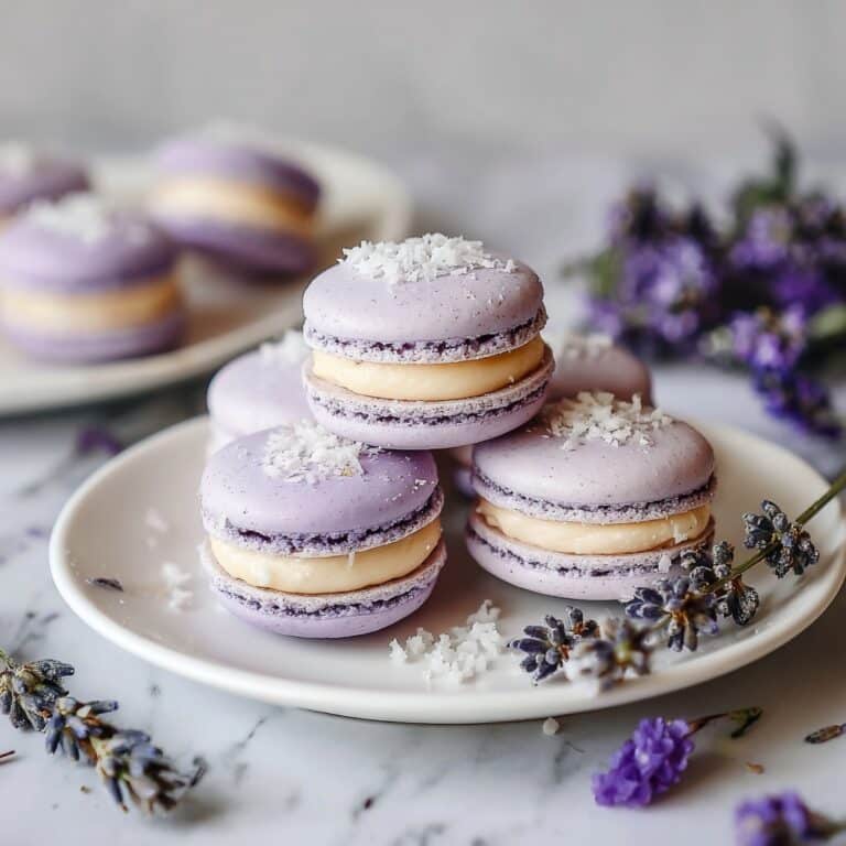 Floral Lavender Meringue Clouds with Honeyed Crème Fraîche and Pressed Pansies Recipe