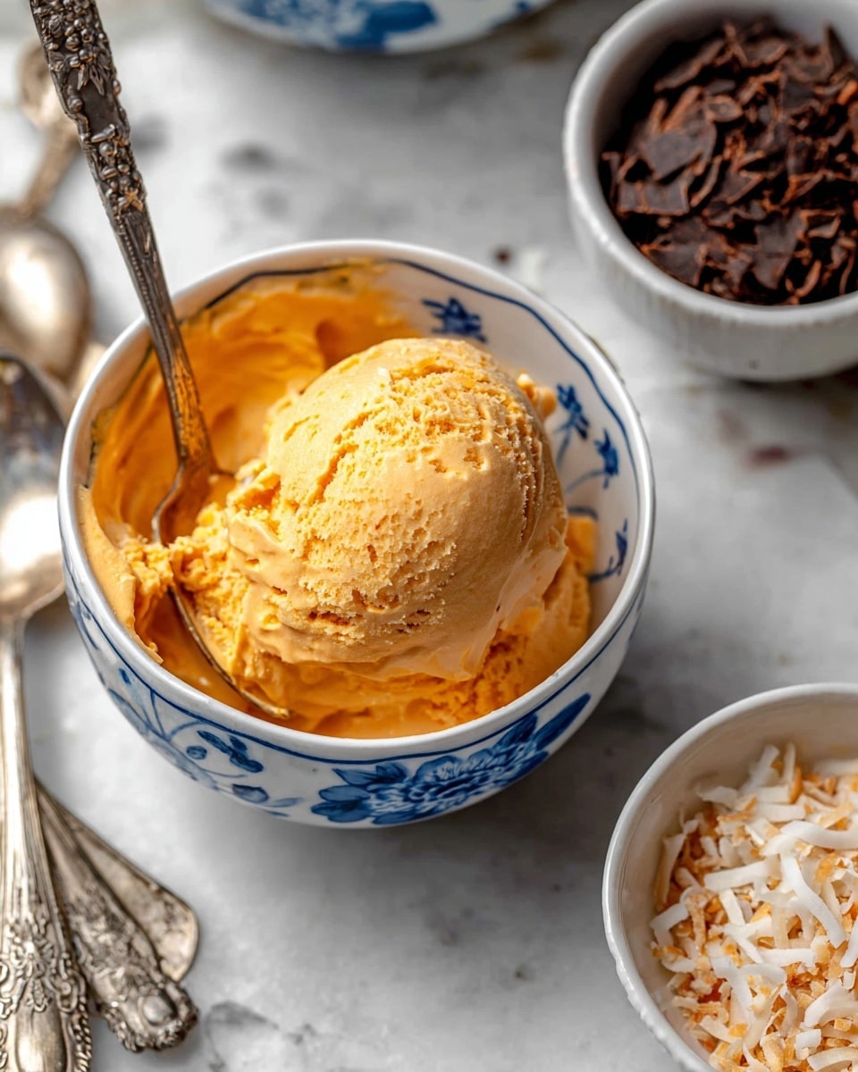 Thai Tea Ice Cream with Toasted Coconut Recipe - Recipe Image