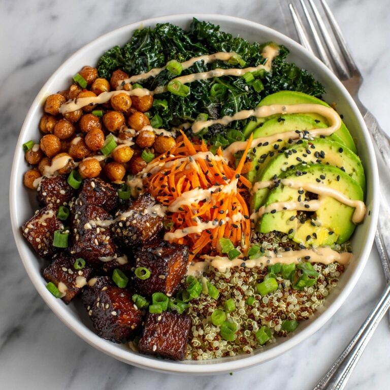 Miso Glazed Sweet Potato Bowl with Crispy Chickpeas and Tahini Dressing Recipe