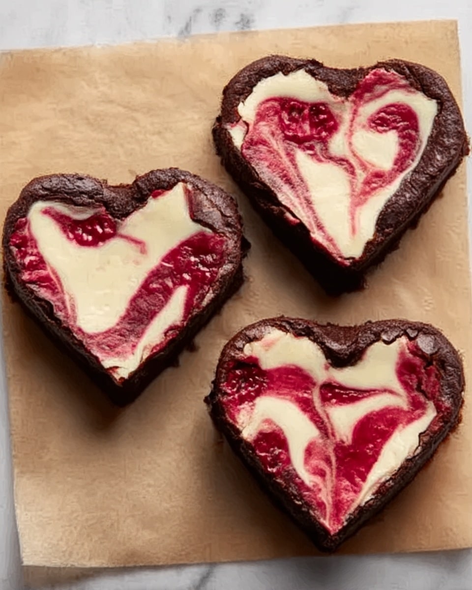 Heart Shaped Brownies with Raspberry Swirl & Cheesecake Recipe - Recipe Image
