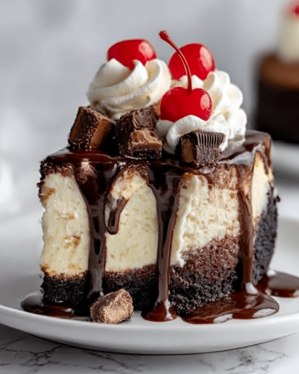 Hot Fudge Sundae Brownie Cheesecake Recipe - Recipe Image